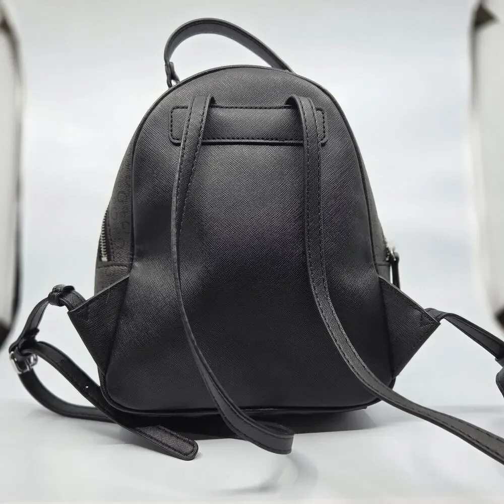 GUESS Los Angeles Mini Backpack Black Logo Print Zip Pocket Womens Bag